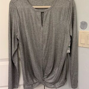INC International Concepts Gray Twist-Front Long Sleeve Tunic